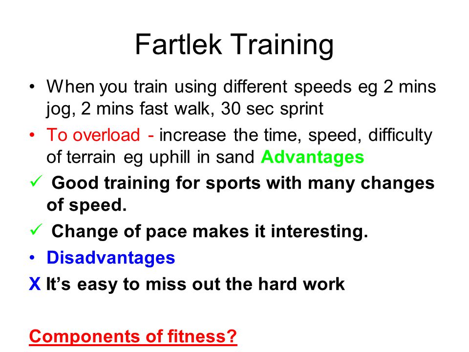 fartlek training applicable to which sports