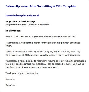 follow up response to job application
